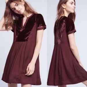 Anthropologie - Maeve Ingrid Tunic Dress - Purple Velvet - Size Medium
